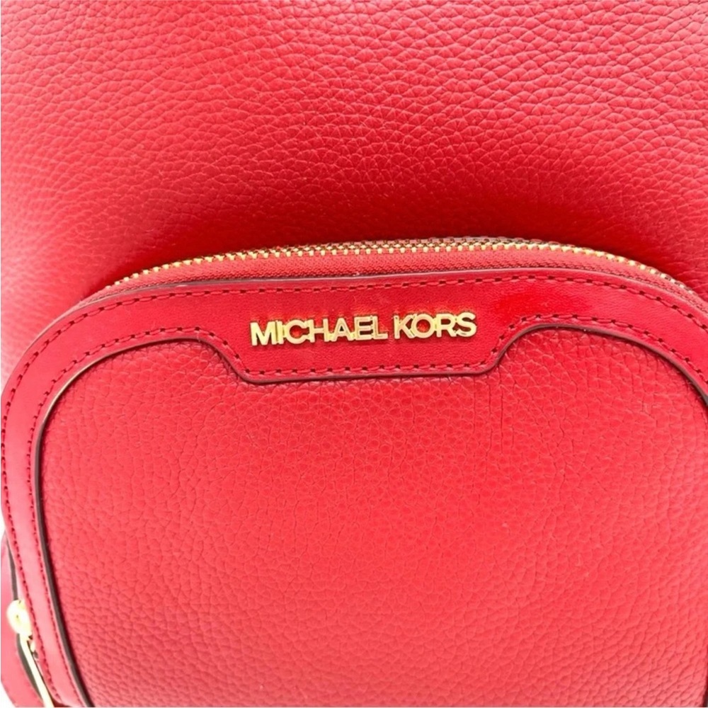 Michael Kors Medium Jaycee Zip Pocket Backpack Red/Gold - Picture 8 of 12